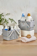 Çift Kulplu Çok Amaçlı Sepet, Dolap İçi Düzenleyici Sepet, Gri