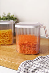 Kulplu Kapaklı Erzak Saklama Kabı 2,5 Lt - Hava Geçirmez Kapaklı Saklama Kabı 2'li Set, Şeffaf