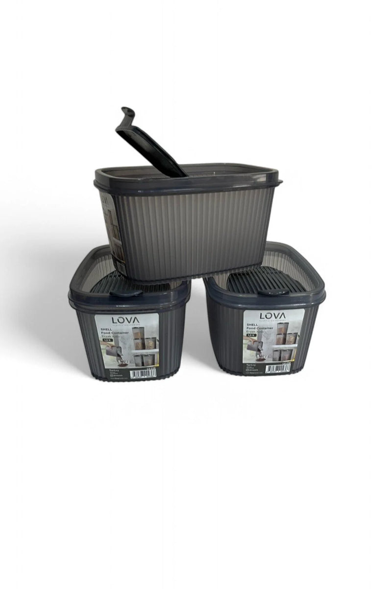 Shell Erzak Kabı 1300 ml, Antrasit, 3'lü Set