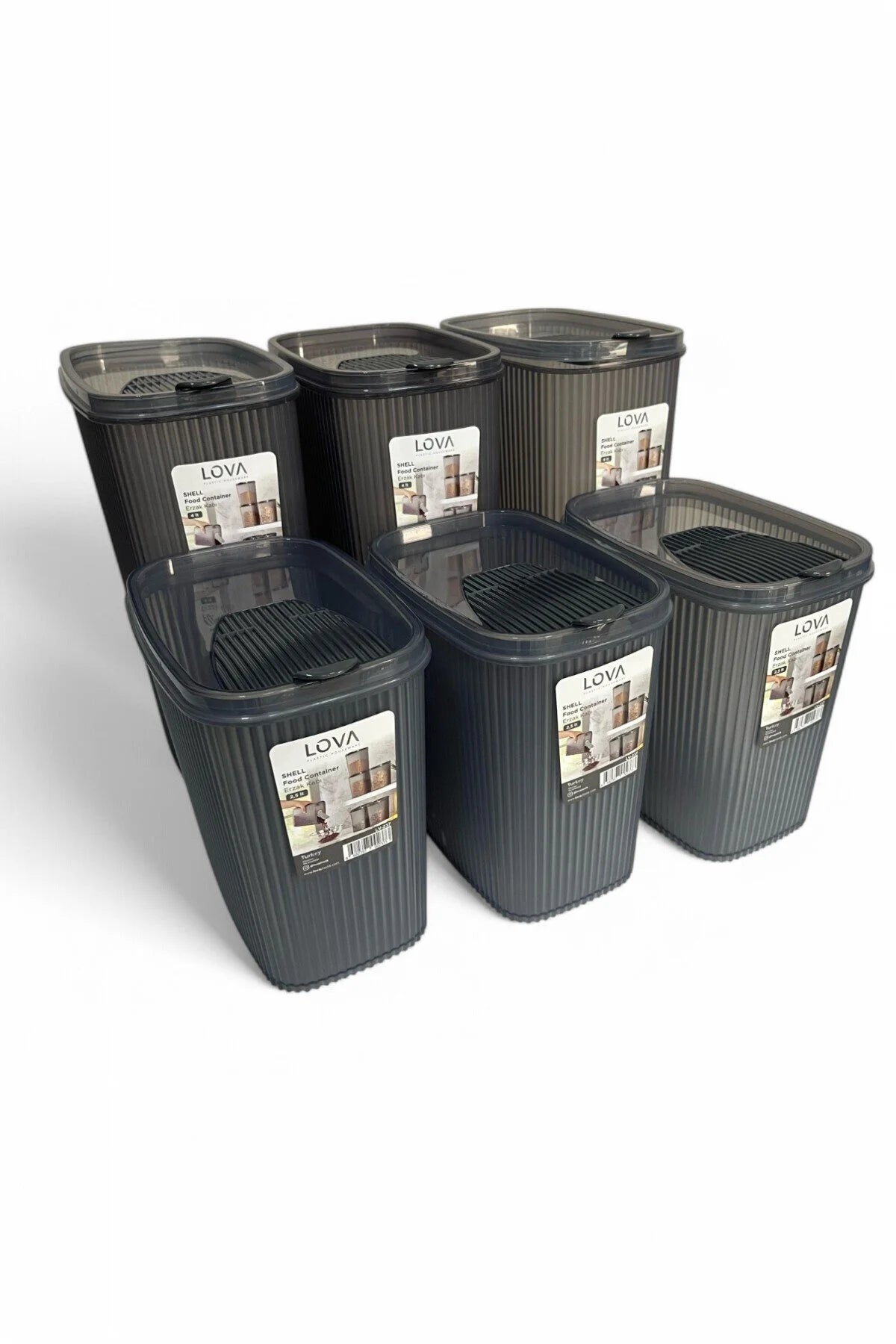 Shell Erzak Kabı 2500 ml x 3, Shell Erzak Kabı 4000 ml x 3, Antrasit 6'lı Set