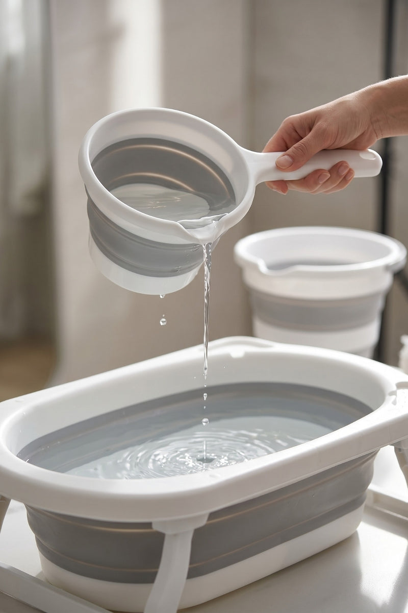 Katlanır Bebek Yıkama Seti 30 lt Küvet 12 lt Kova 1 lt Maşrapa Taşınabilir Bebek Banyo Küveti