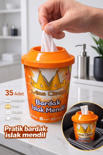35'li Bardak Islak Mendil – Araç İçi Kapaklı Islak Mendil Kutusu Oto İçi Araba Mendili