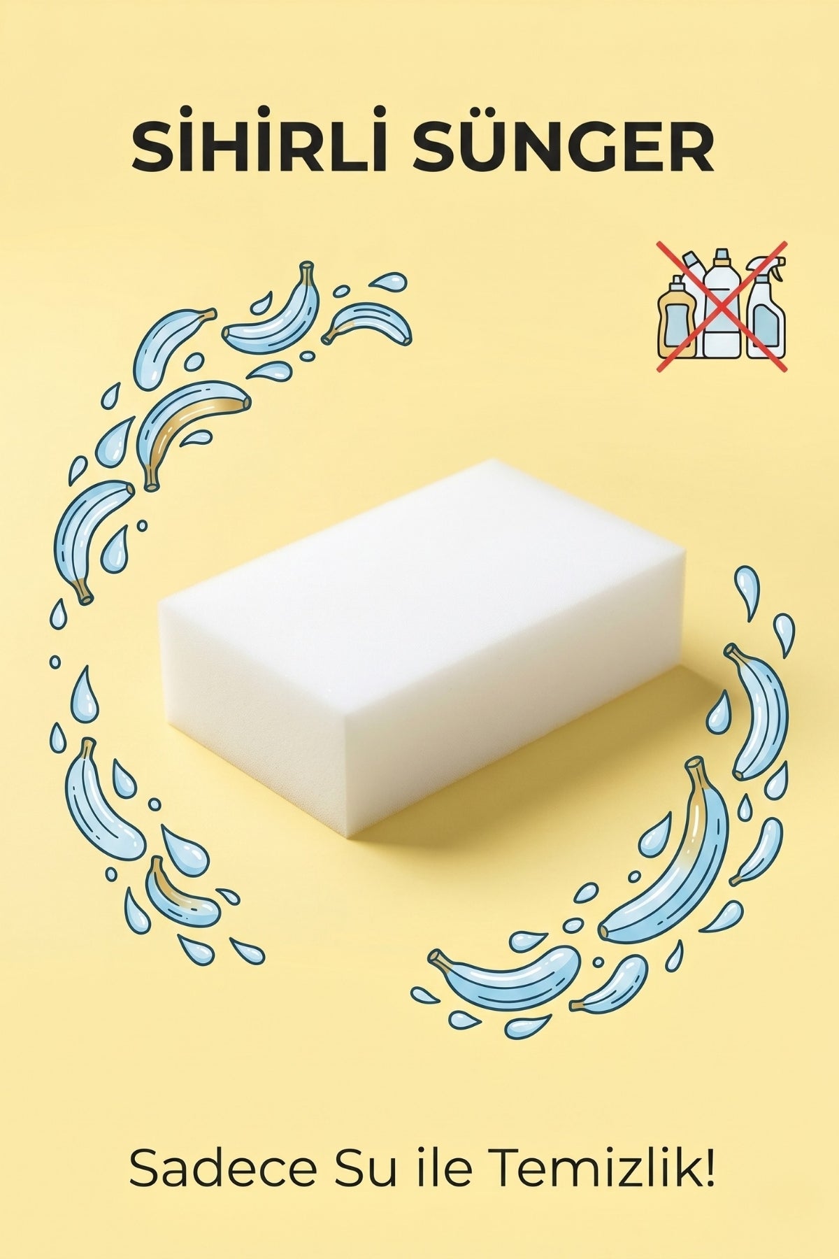 2 Adet Sihirli Sünger Leke Giderici Nano Silgi - Duvar, Araç, Mutfak ve Banyo Temizleyici