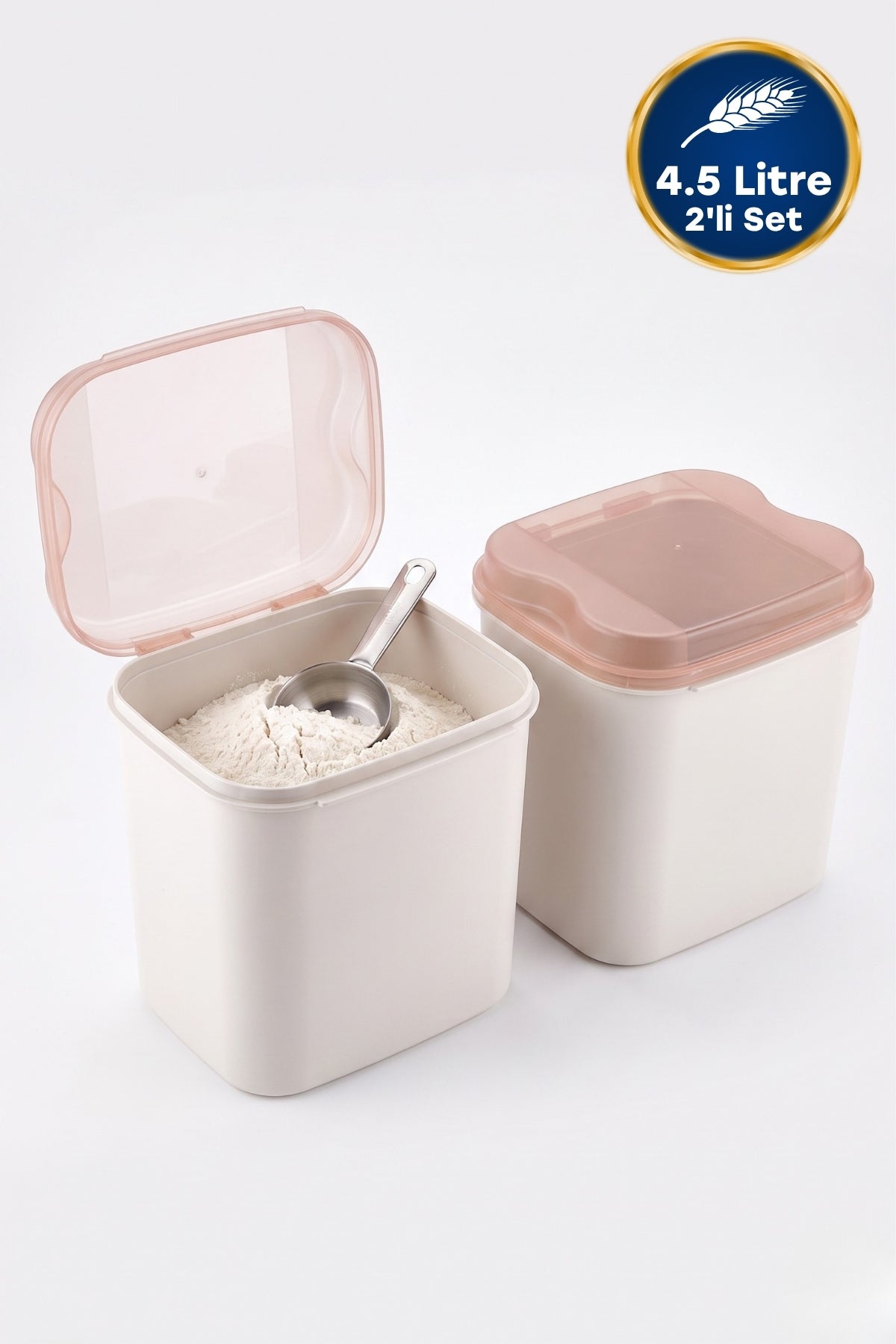 4.5 Litre 2'li Un ve Erzak Saklama Kabı Seti