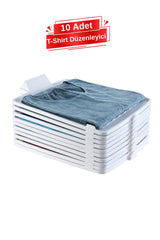 10 Katlı T-Shirt Düzenleyici – Dolap ve Çekmece İçi Kıyafet Organizer, 10'lu Set