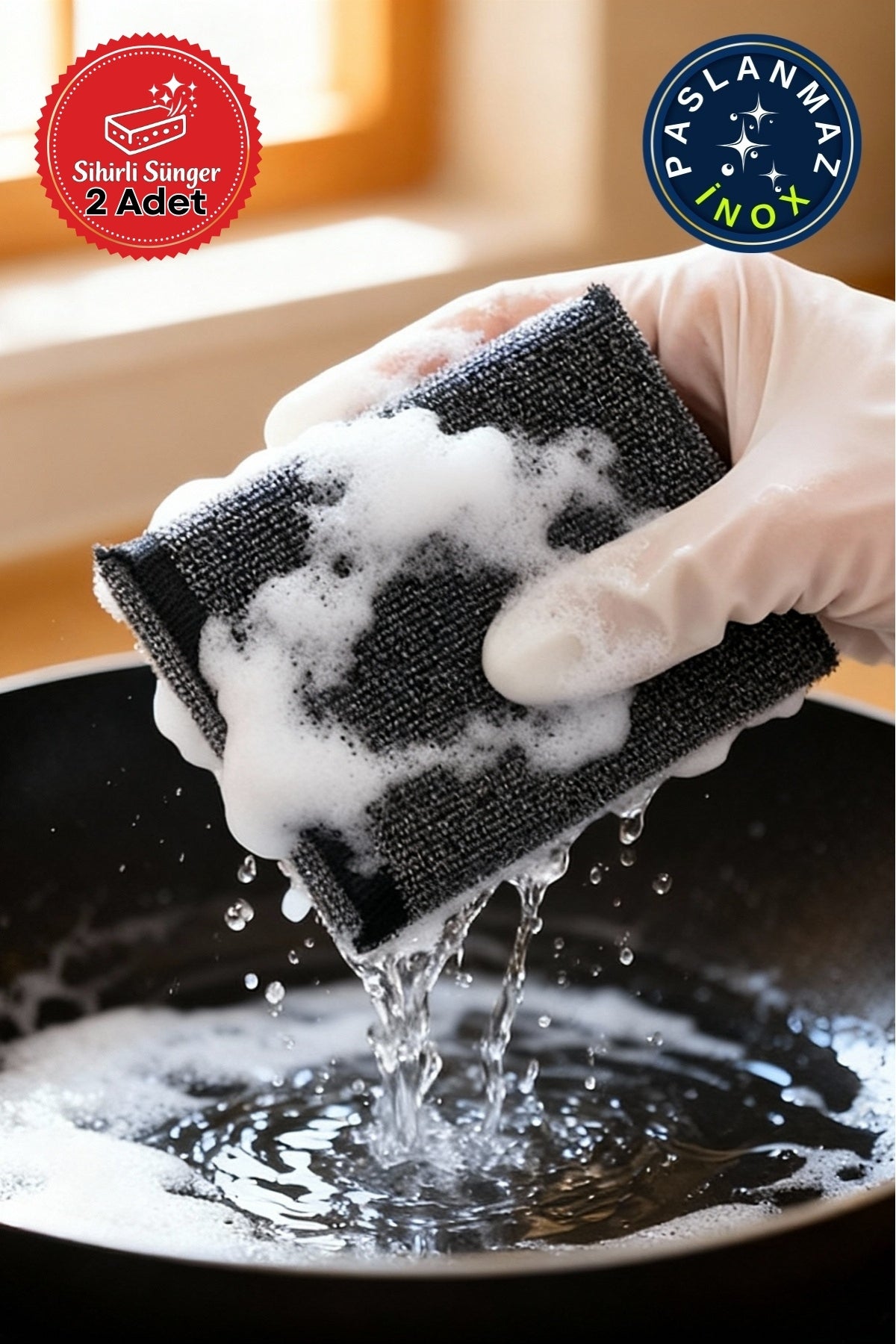 Miss Clean 2’li Sihirli Inox Paslanmaz Telli Bulaşık Süngeri – Çizmez, Bulaşık Süngeri