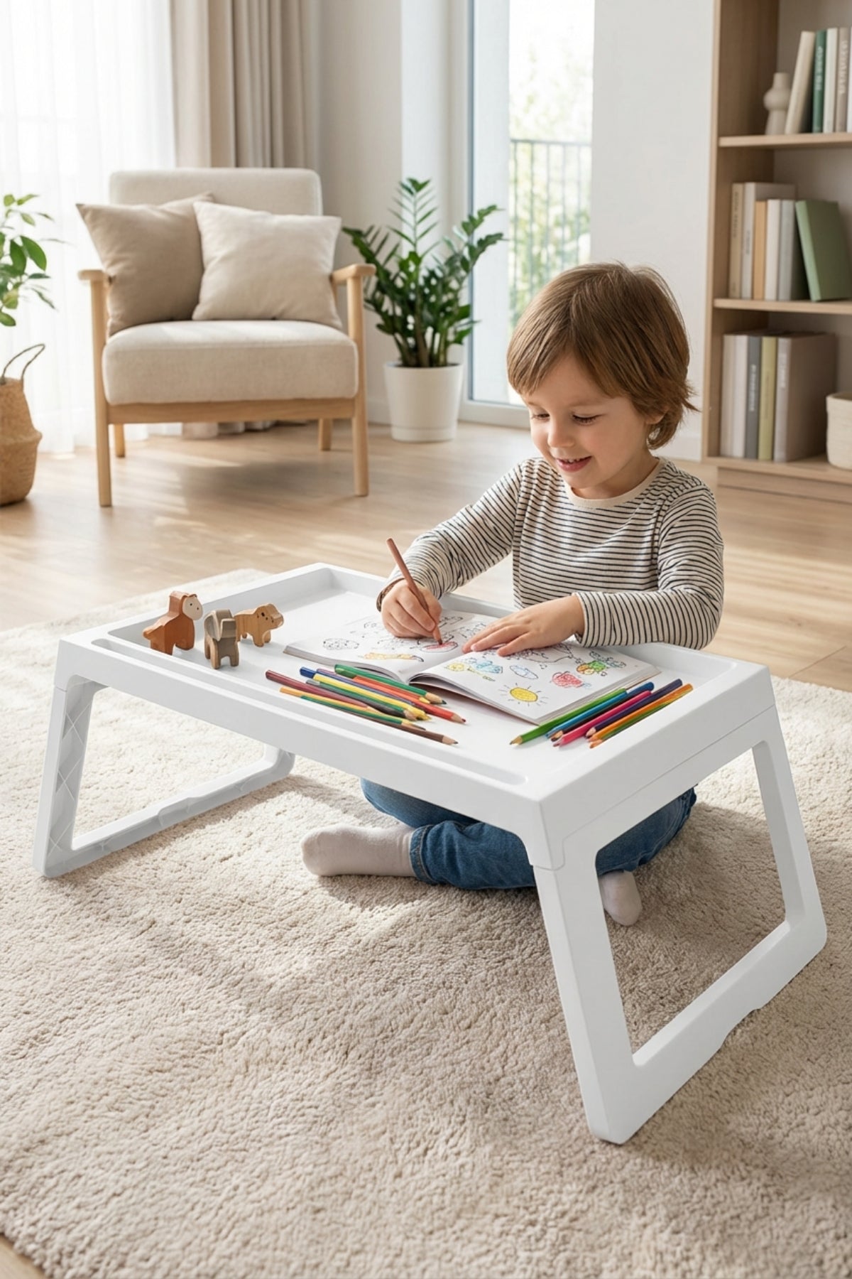 Katlanabilir Yatak Üstü Keyif Sehpası – Laptop & Kahvaltı Sehpası 56×36 cm "Mavi"