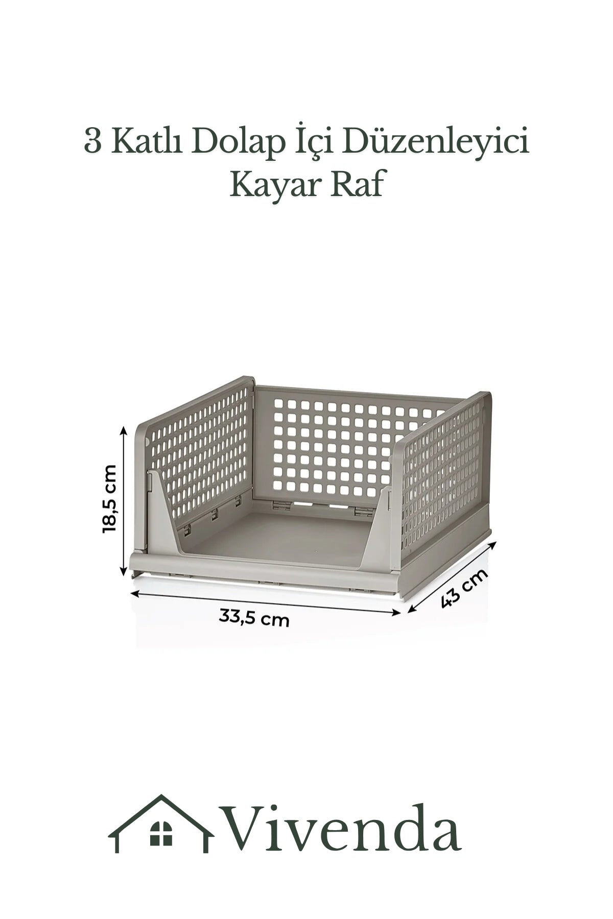 Dolap İçi 3'lü Kayar Raf Organizer, 3 Katlı Dolap İçi Düzenleyici Raf "Beyaz"