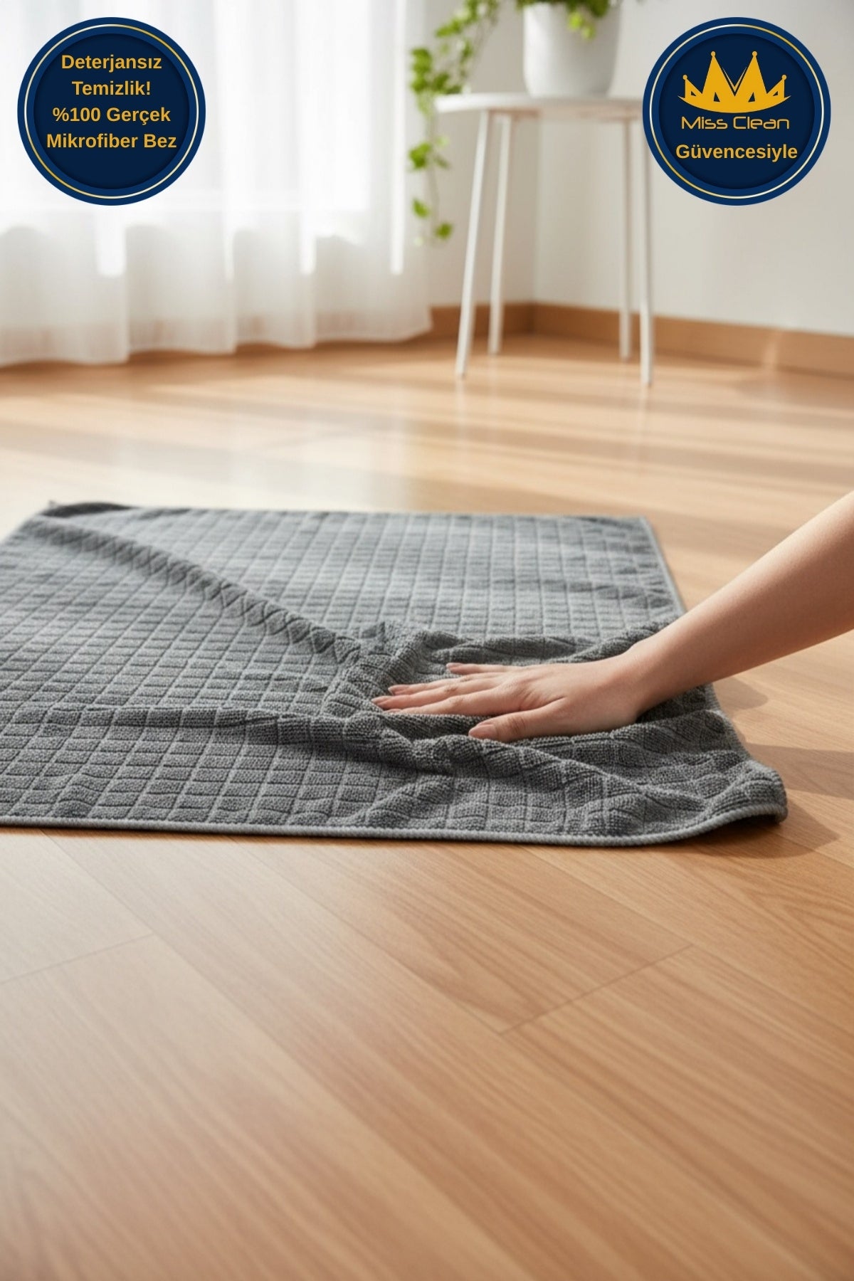 Miss Clean Genel Amaçlı Mikrofiber Yüzey Temizlik Bezi 50 x 70 cm, Yer Bezi
