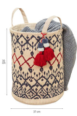 El örgüsü desenli dekoratif depolama sepeti, kışlık battaniye ile birlikte