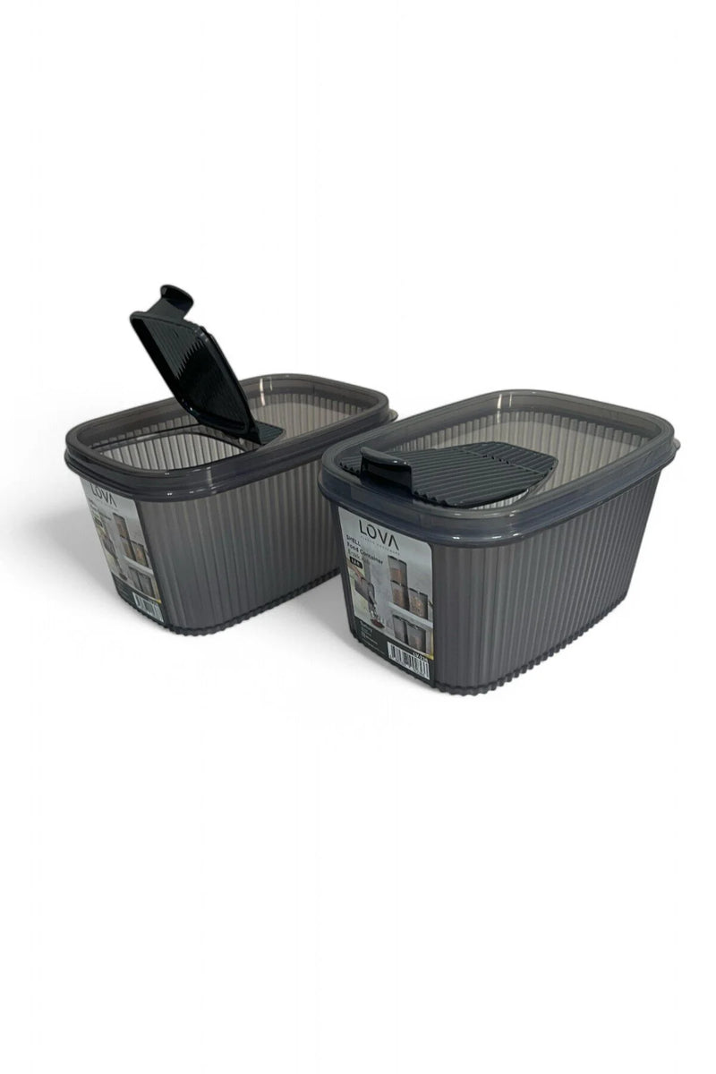 Erzak Saklama Kabı 1.3 lt, Antrasit, 2'li Set