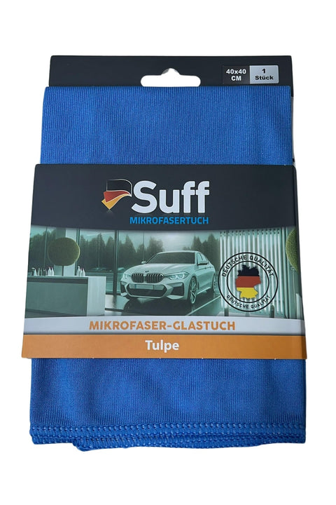 Mavi Suff mikrofiber cam bezi, 40x40 cm, Alman kalitesi, araba ve ev temizliği için uygun