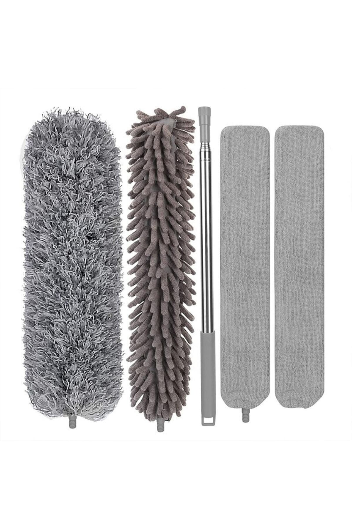 5 Parça Premium Mikrofiber Toz Alma Seti, Teleskopik Saplı Toz Alıcı Ev Temizlik Fırçası Seti