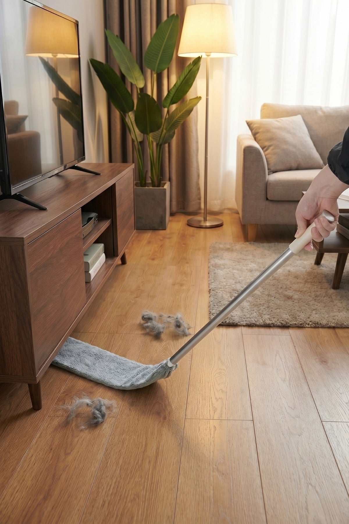 Esnek Uçlu Mikrofiber Dip Köşe Temizleme Mopu Toz Alma Fırçası + 1 Adet Yedek Bez