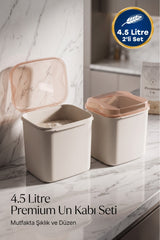 4.5 Litre 2'li Un ve Erzak Saklama Kabı Seti