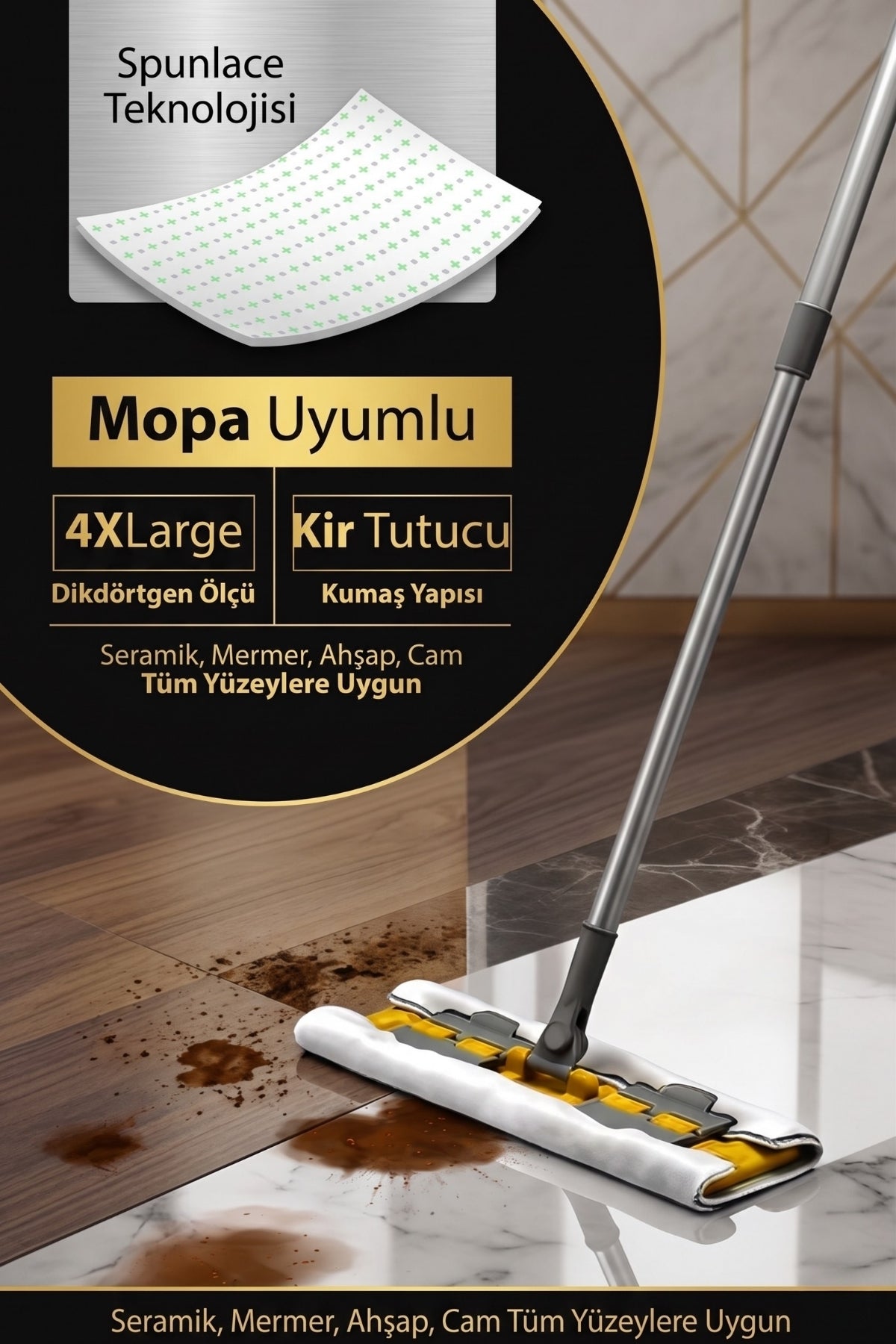 50 Yaprak 4XL Büyük Boy Mandallı Mop Uyumlu Islak Yer Temizlik Havlusu - Kullan At Bez