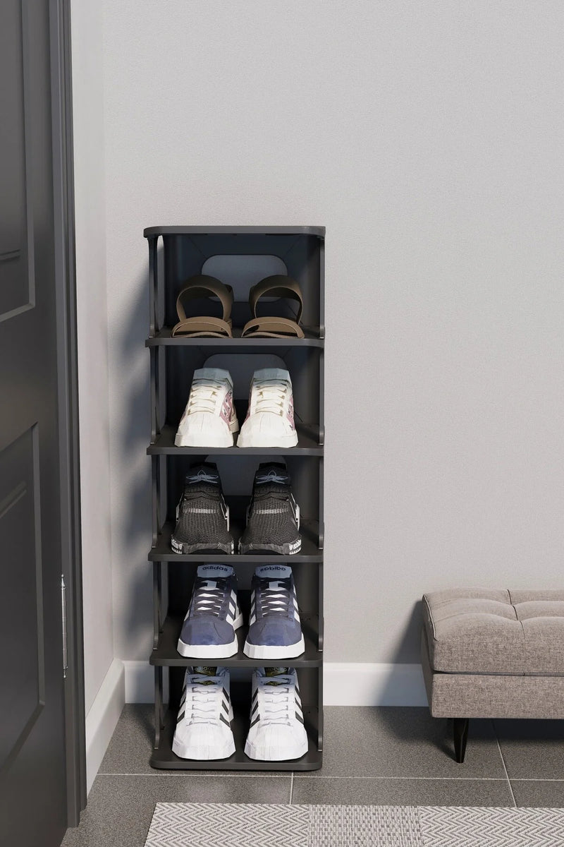 Siyah Lüx Yeni Model Modern 5 Katlı Ayakkabılık Portatif Ayakkabı Standı 5 Katlı