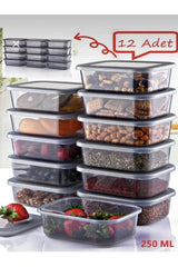 12 adet 250ml saklama kabı seti , kahvaltılık , bakliyat çerezlik meyve kapaklı baharat kutusu
