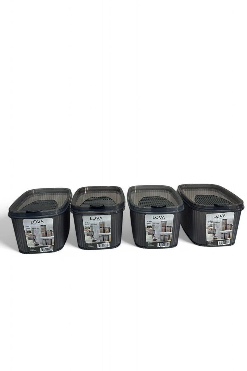 Shell Erzak Kabı 1300 ml, Antrasit, 4'lü Set