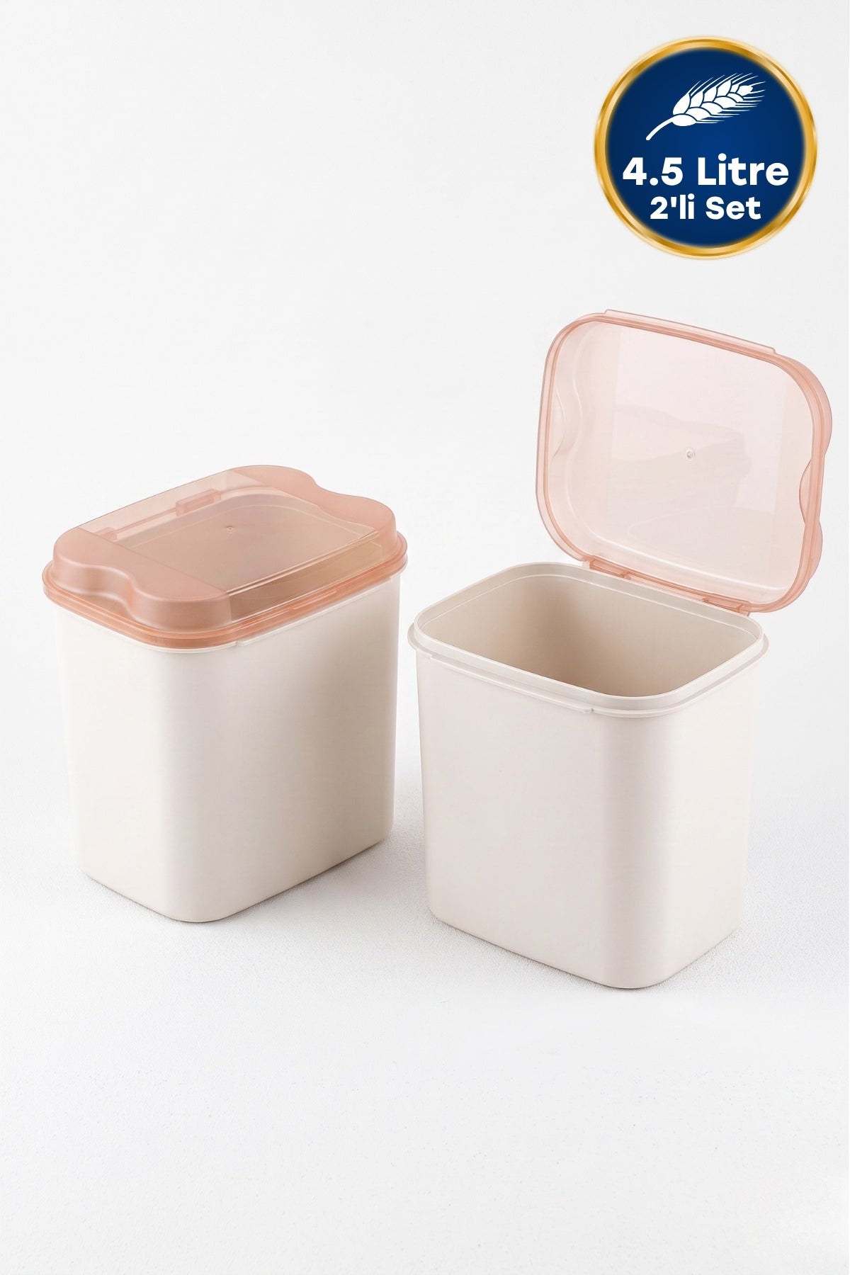4.5 Litre 2'li Un ve Erzak Saklama Kabı Seti