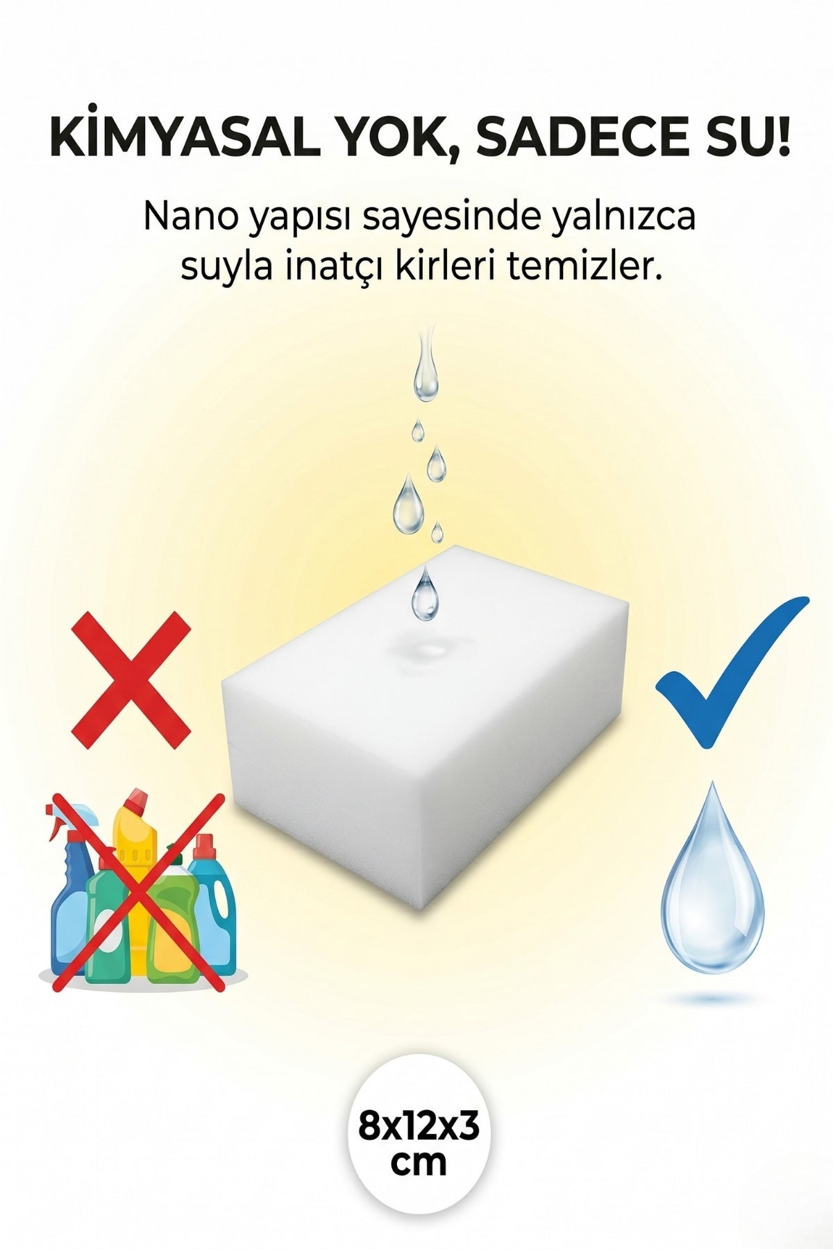 2 Adet Sihirli Sünger Leke Giderici Nano Silgi - Duvar, Araç, Mutfak ve Banyo Temizleyici