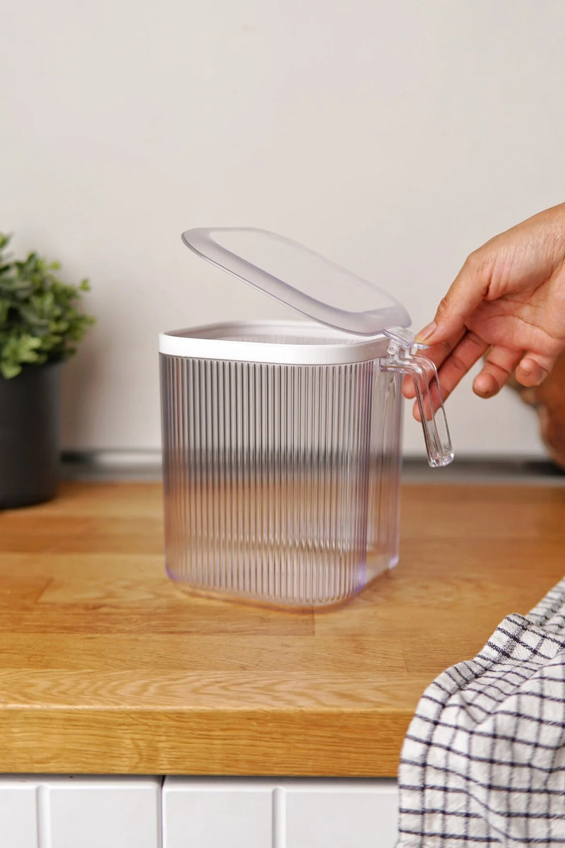 2500 ml 2'li Kulplu Kapaklı Saklama Kabı Seti, Şeffaf