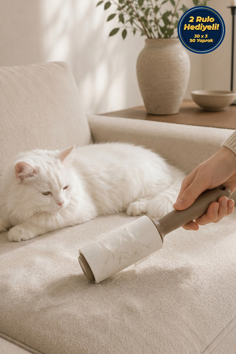 Tüy Toplayıcı Rulo 90 Yaprak 3'lü Kedi Köpek Kıl Temizleyici Koltuk Kıyafet Temizleme Seti