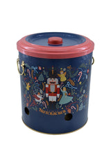 Kırmızı kapaklı, kurdele saplı, The Nutcracker temalı metal saklama kutusu