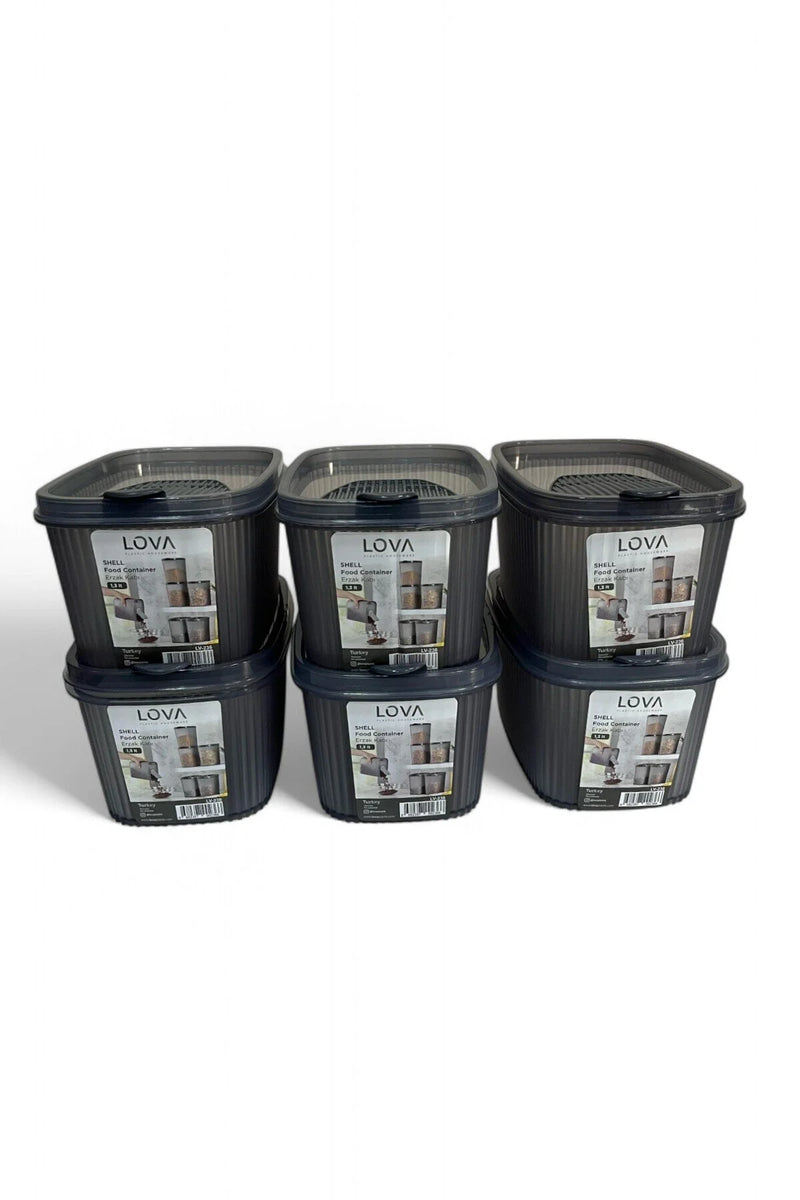 Shell Erzak Kabı 1300 ml, Antrasit, 6'lı Set