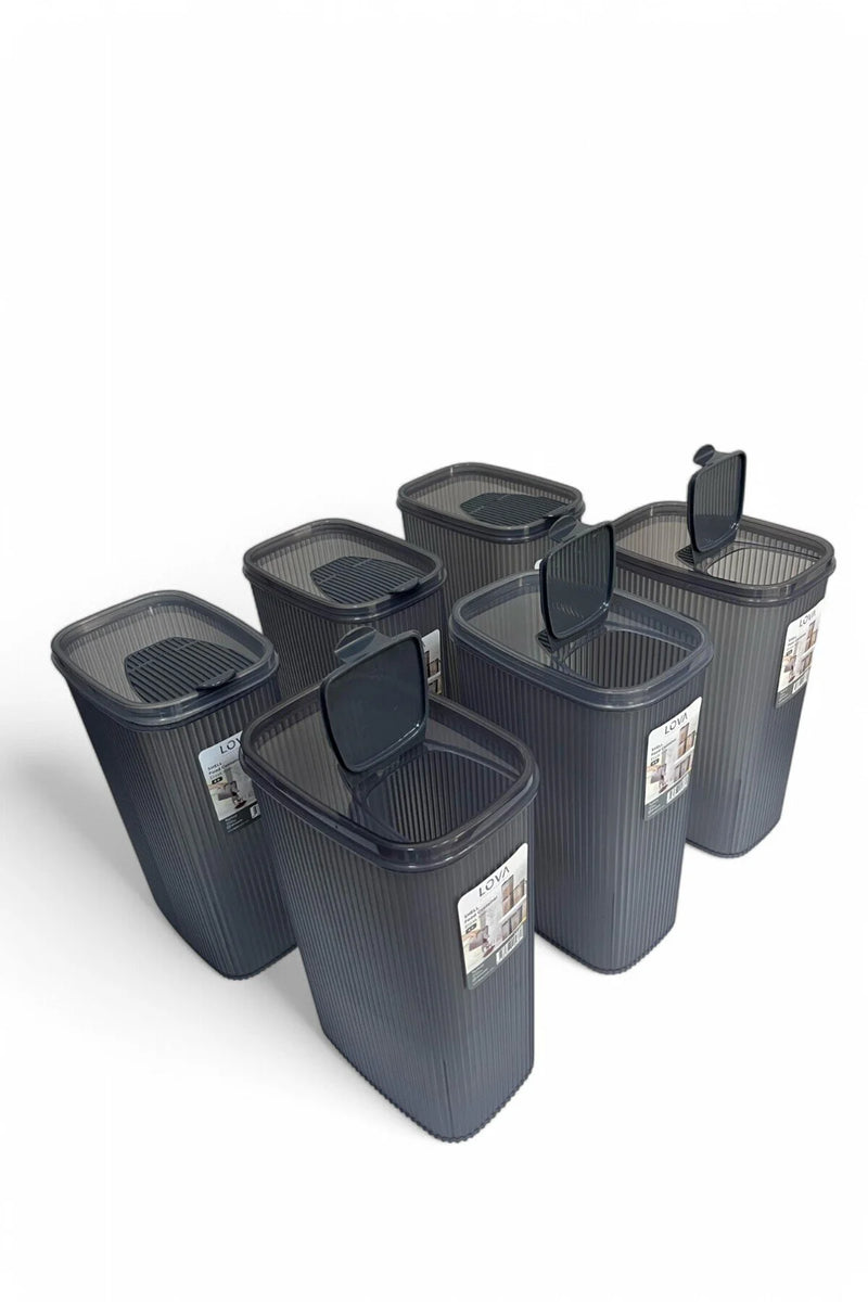 Erzak Saklama Kabı 4 lt, Antrasit, 6'lı Set