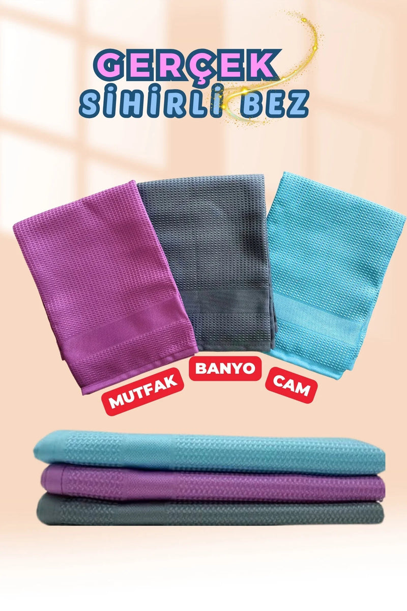 Kanz Sihirli Bez, 3'lü Mikrofiber Temizlik Bezi 40 X 60 Cm
