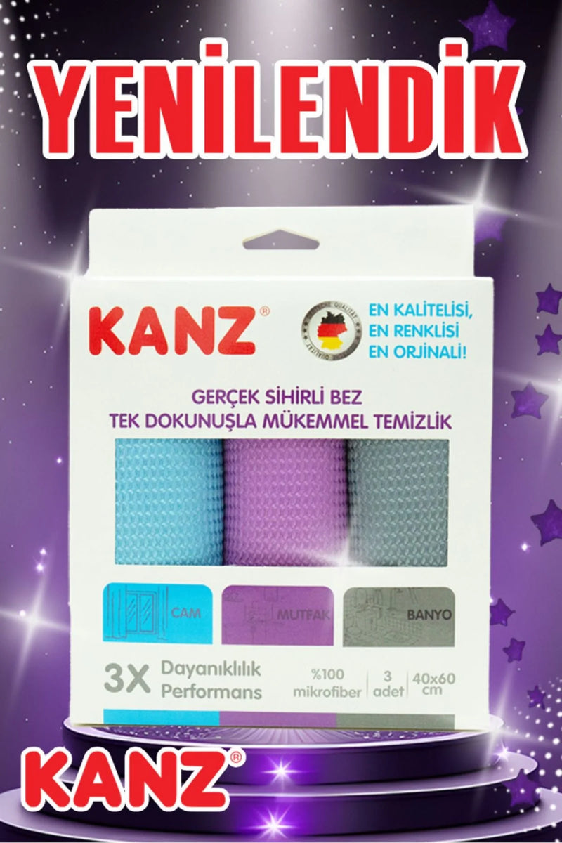 Kanz Sihirli Bez, 3'lü Mikrofiber Temizlik Bezi 40 X 60 Cm
