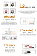 Ayarlanabilir Çekmece İçi Düzenleyici Set 12 Parça Takı Düzenleyici Ve Makyaj Organizeri