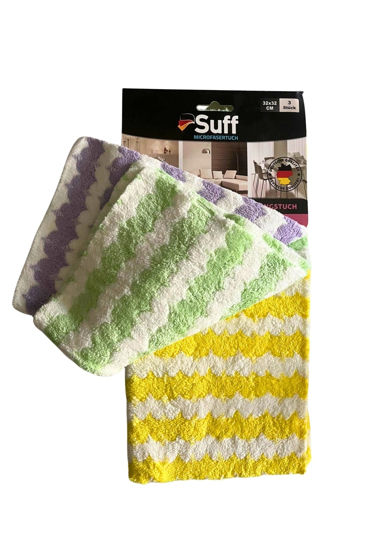 Suff Müge Mikrofiber Yüzey Temizlik Bezi 3'lü Set, 32 x 32 cm