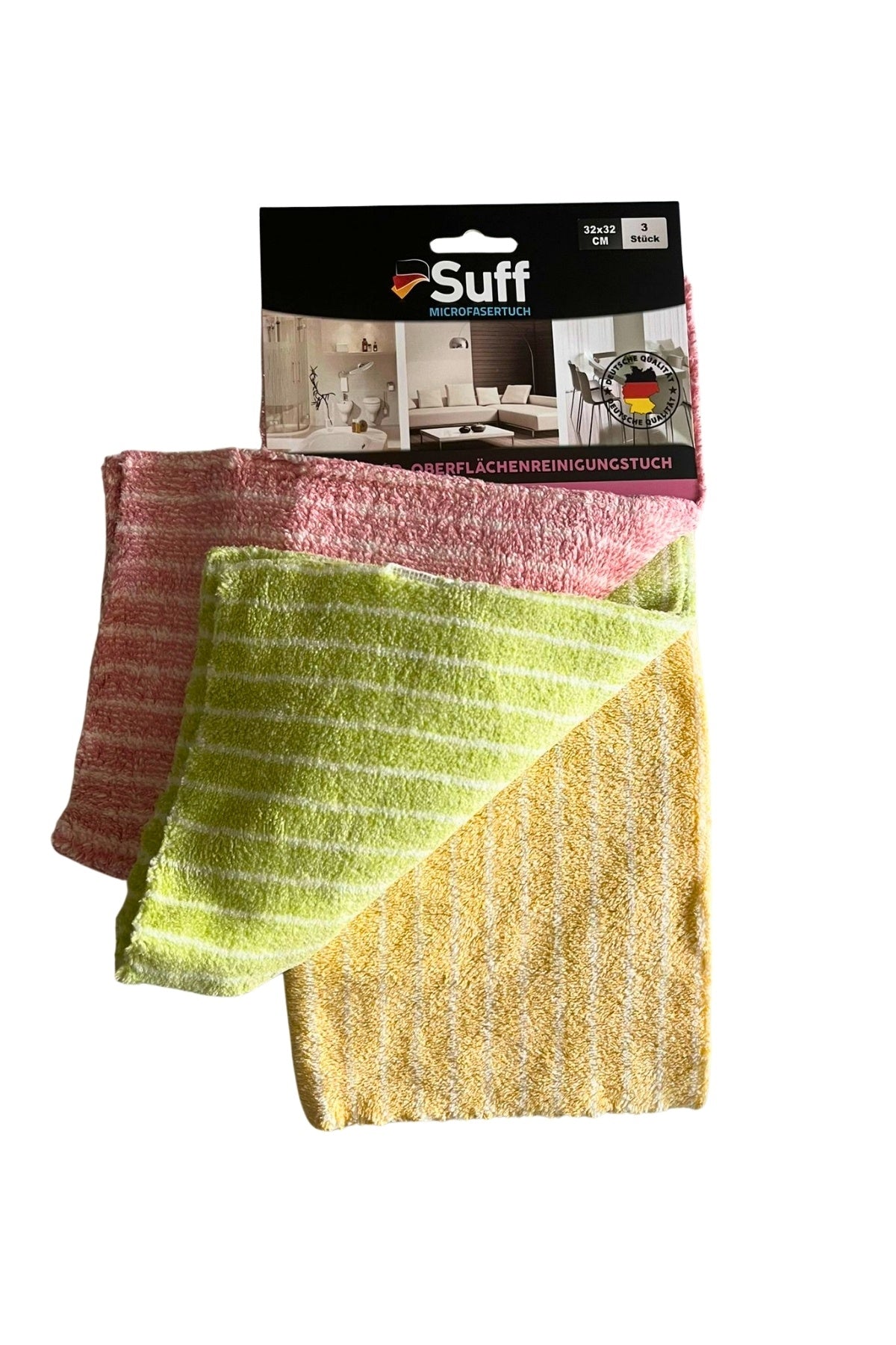 Suff Müge Mikrofiber Yüzey Temizlik Bezi 3'lü Set, 32 x 32 cm